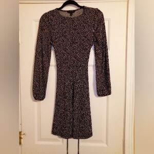 Banana Republic Black and White Polka Dot Long Sleeve Dress Size X Small